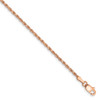 7" 14k Rose Gold 1.8mm Diamond-cut Machine-made Rope Chain Bracelet