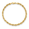 8" 14k Yellow Goldy 4.25mm Semi-Solid Rope Chain Bracelet