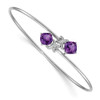 14k White Gold .03ctw Diamond and Amethyst Flexible Bangle Bracelet