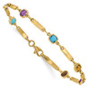 14k Yellow Gold Multi Gemstone Fancy Link Bracelet