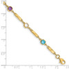 14k Yellow Gold Multi Gemstone Fancy Link Bracelet