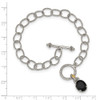 Sterling Silver w/ 14k Yellow Gold Accent Onyx 7.5in Toggle Bracelet