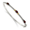 Sterling Silver w/14k Yellow Gold Garnet Bangle Bracelet