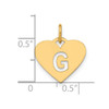 14k Yellow Gold Initial Letter G Initial Heart Charm