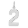 14k White Gold Medium Polished Number 2 Charm