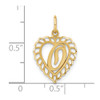 14k Yellow Gold Heart Letter O Charm