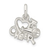 Sterling Silver Polished I Love Cheer Charm