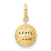 14k Yellow Gold Diamond-cut Ball w/ Spring Ring Clasp Charm