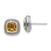 Sterling Silver w/14k Yellow Gold Citrine Earrings QTC838