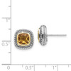 Sterling Silver w/14k Yellow Gold Citrine Earrings QTC838