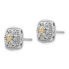 Sterling Silver w/14k Yellow Gold Diamond Post Earrings QTC1172