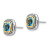 Sterling Silver w/14k Yellow Gold Blue Topaz Earrings QTC798