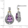 Sterling Silver w/14k Yellow Gold Diamond & Amethyst Earrings