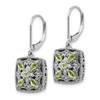 Sterling Silver w/14k Yellow Gold Diamond & Peridot Earrings