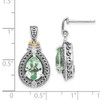 Sterling Silver w/14k Yellow Gold Diamond & Green Quartz Earrings