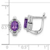 Sterling Silver Rhodium-plated 1.74ctw Amethyst/White Topaz Oval Hinged Earrings