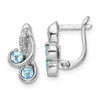 Sterling Silver Rhodium-plated .69ctw Blue and White Topaz Swirl Hinged Earrings