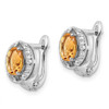 Sterling Silver Rhodium-plated 1.77ctw Citrine/White Topaz Oval Hinged Earrings