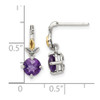 Sterling Silver w/14k Yellow Gold Leaf 1.20ctw Amethyst Dangle Post Earrings