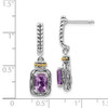 Sterling Silver w/14k Yellow Gold Antiqued Amethyst Post Dangle Earrings QTC985