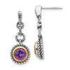 Sterling Silver w/Gold-tone Flash Gold-plated Amethyst Earrings