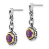 Sterling Silver w/Gold-tone Flash Gold-plated Amethyst Earrings