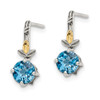 Sterling Silver w/14k Yellow Gold Leaf 1.75ctw Light Swiss Blue Topaz Post Earrings