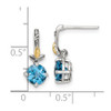 Sterling Silver w/14k Yellow Gold Leaf 1.75ctw Light Swiss Blue Topaz Post Earrings