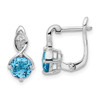 Sterling Silver Rhodium-plated Swiss Blue Topaz/White Topaz Hinged Earrings QE16642BT