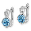 Sterling Silver Rhodium-plated Swiss Blue Topaz/White Topaz Hinged Earrings QE16642BT