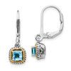 Sterling Silver w/14k Yellow Gold Blue Topaz Earrings QTC800