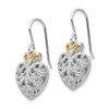Sterling Silver w/14k Yellow Gold Diamond Vintaged Earrings QTC509