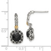 Sterling Silver w/ 14k Yellow Gold Polished Onyx Earrings QTC1544