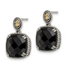 Sterling Silver w/14k Yellow Gold Onyx Dangle Post Earrings