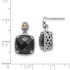 Sterling Silver w/14k Yellow Gold Onyx Dangle Post Earrings