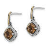 Sterling Silver w/14k Yellow Gold Antiqued Smoky Quartz Post Dangle Earrings QTC964