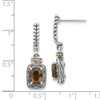 Sterling Silver w/14k Yellow Gold Antiqued Smoky Quartz Post Dangle Earrings QTC989