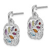 Sterling Silver Rhodium-plated Multi Gemstone Post Dangle Earrings