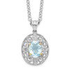 Sterling Silver & 14k Yellow Gold True 2-tone Sky Blue Topaz & Diamond Necklace