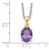 Sterling Silver & 14k Yellow Gold True Two-tone Amethyst & Diamond Necklace