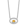 14k White Gold Oval Citrine and Diamond 18in. Necklace
