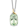 Sterling Silver & 14k Yellow Gold True Two-tone Green Quartz & Diamond Necklace