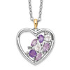 Sterling Silver & 14k Yellow Gold Accent Amethyst & Topaz & Diamond 18inch Necklace