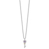 Sterling Silver & 14k Yellow Gold Accent Amethyst & Diamond Key 18inch Necklace