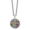 Sterling Silver w/14k Yellow Gold Antiqued Multi Gemstone Necklace