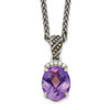 Sterling Silver w/14k Yellow Gold Amethyst & Diamond Necklace