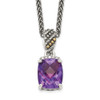 Sterling Silver w/14k Yellow Gold Diamond and Amethyst Necklace