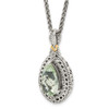 Sterling Silver w/14k Yellow Gold Diamond & Green Quartz Necklace