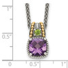 Sterling Silver w/14k Yellow Gold Amethyst & Peridot Necklace