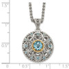 Sterling Silver w/ 14k Yellow Gold Accent Light Swiss Blue Topaz Necklace QTC1607